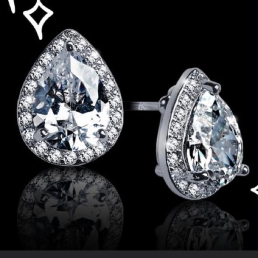White gold plated teardrop earrings